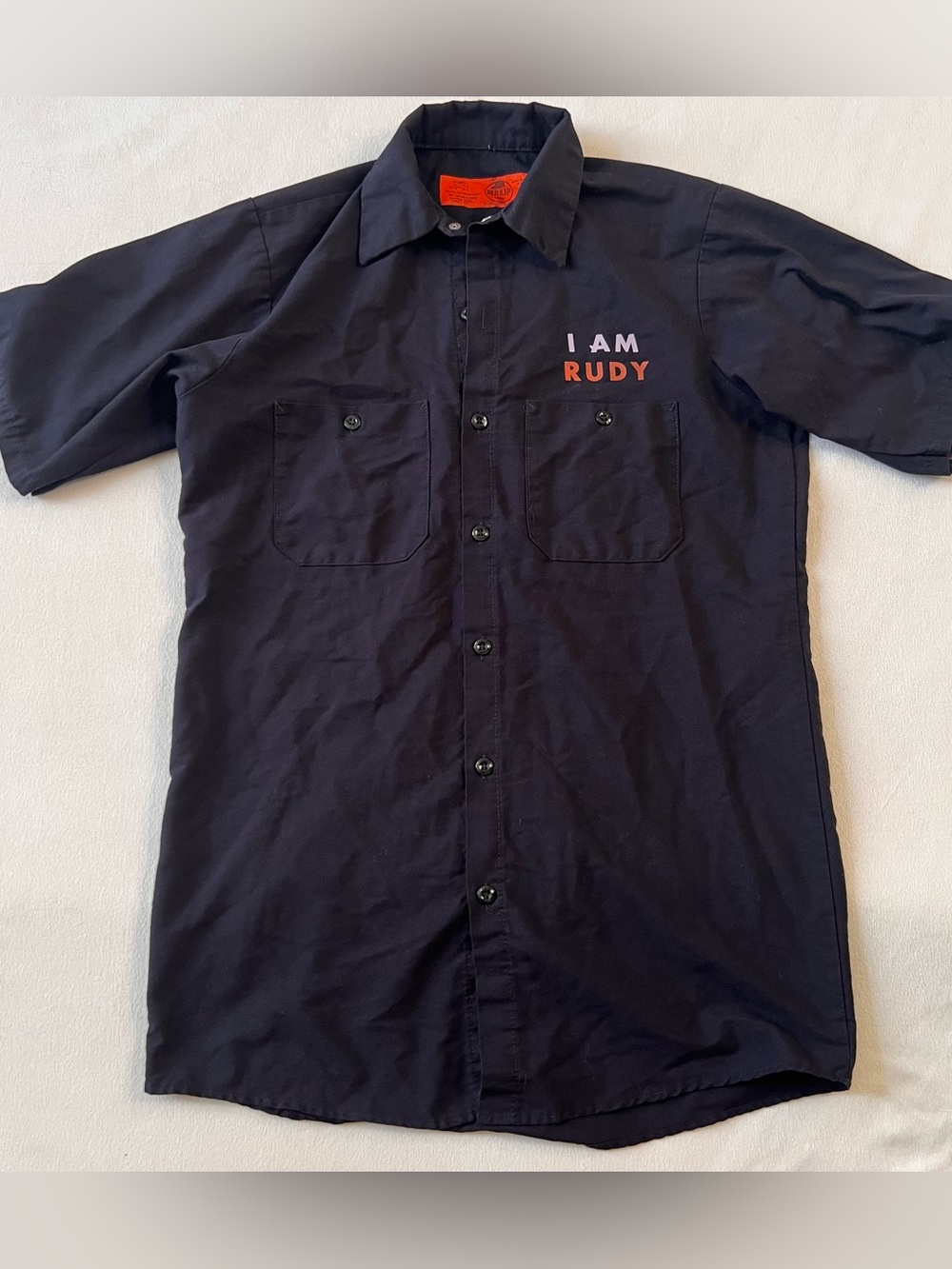 Black Short-Sleeve Button-Down Work Shirt RedKap Rudy Funny Biker Diner humor